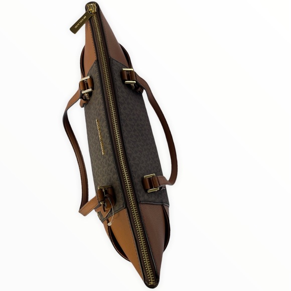 Michael Kors Charlotte Leather Tote bag Brown MK print - Picture 11 of 14